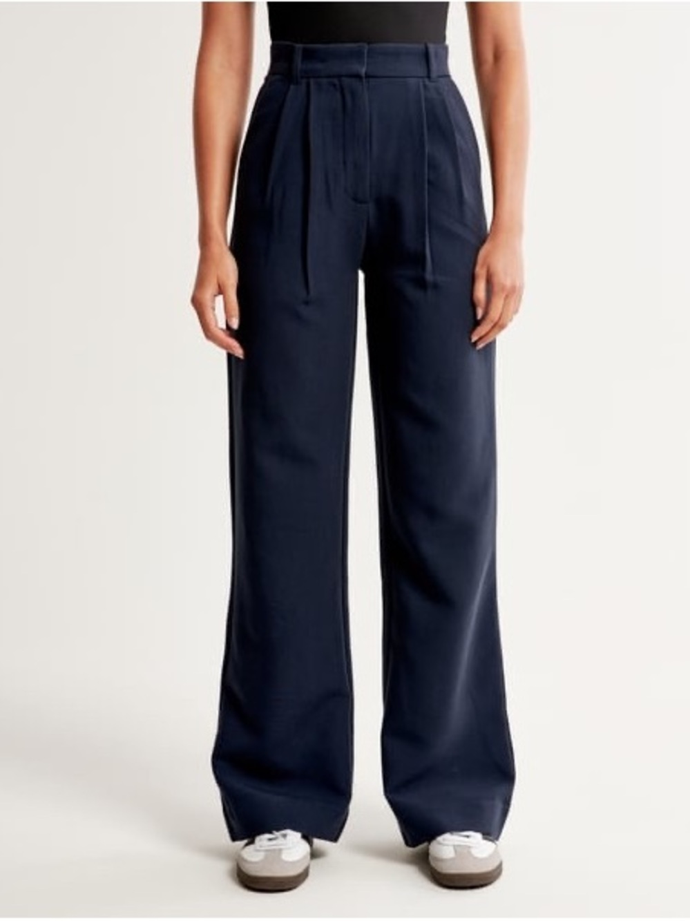 Abercrombie & Fitch Sloane Tailored Wide-leg Pants in Navy Size 27 short - Picture 3 of 8